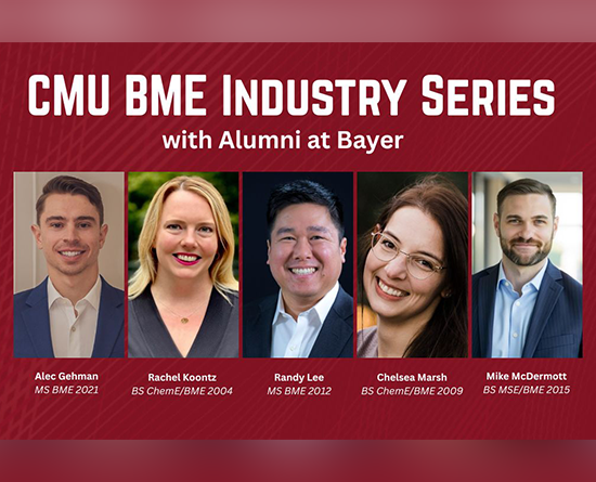 The five speakers at the industry series panel are shown from left to right: Alec Gehman, Rachel Koontz, Randy Lee, Chelsea Marsh, and Mike McDermott.